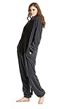 Honeystore Unisex Grau Waschbär Kostüm Erwachsene Tier Jumpsuits Onesie Pyjamas Nachthemd Nachtwäsche Cosplay Overall Hausanzug Fastnachtskostüm Karnevalskostüme Faschingskostüm Kapuzenkostüm L -