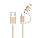Price comparison product image [Apple MFi Certified] Tancendes Nylon Braided USB Cable with 2 in 1 Dual Lightning Connector Syncing and Charging Cable Cord for iphone (Gold)