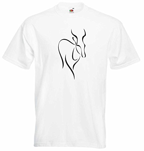 T-Shirt D241 T-Shirt Herren schwarz mit farbigem Brustaufdruck - Tribal afrikanisches Rind Mehrfarbig