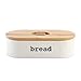 Produktbild SveBake Brotkasten - Metall Brotbox mit Einfacher Griff Bambus Deckel, Retro und Vintage Design, 44 x 21 x 12,5 cm, Creme