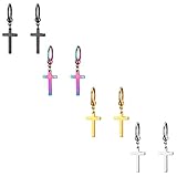pendiente aro cruz hombre Aro: 0.04"(0.1cm)*0.47"(1.2cm), Colgante de Cruz: 0.7"(1.8cm)*0.43"(1.1cm)