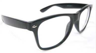 Preisvergleich Produktbild Wayfarer Brille, Streber-Look, Schwarzer Rahmen