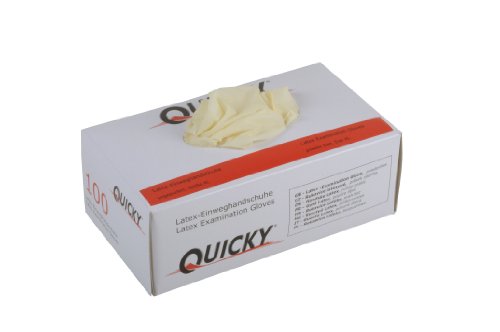 Quicky esame guanti in lattice senza polvere taglia XL a norma AQL 1.5 standard [10 confezioni da 100 pezzi, colore: Bianco