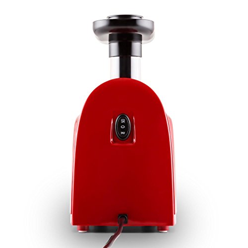 Klarstein Entsafter Saftpresse Slow Juicer (150W, 80 U/min, Auffangbehälter, Presswerk, Stopf-Stößel, Reinigungsbürste, große Einfüllöffnung) rot-schwarz - 6