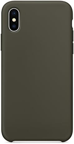 iPhone X Silicone Case, LINDIANSHUMA Liquid Silicone Gel Rubber Shockproof Case with Soft Microfiber Cloth Lining Cushion for Apple iPhone X,Dark Olive