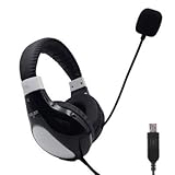 LBJN Mensch-Maschine-Dialog USB-Kopfhörer zur Geräuschreduzierung E-Sport-Computer-Headsets Schalldichte Ohrenschützer Kopfhörer mit Mikrofon aufnehmen-Black