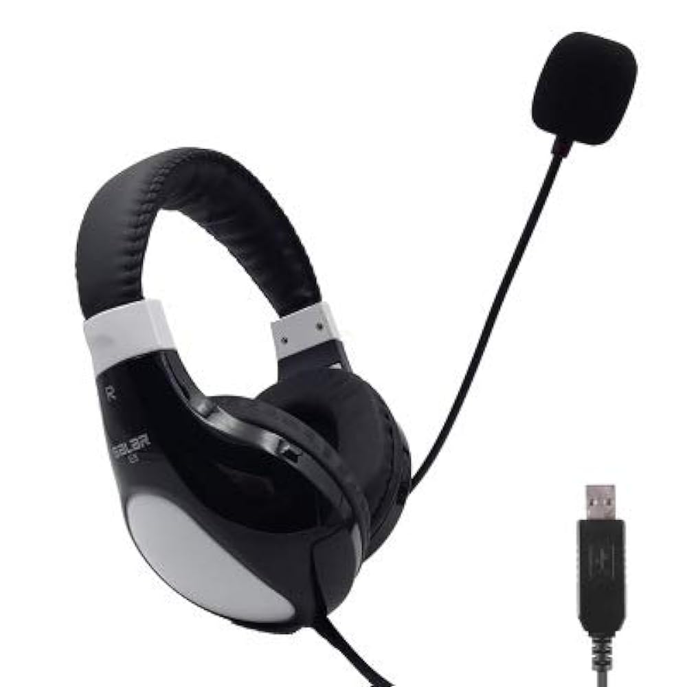 LBJN Mensch-Maschine-Dialog USB-Kopfhörer zur Geräuschreduzierung E-Sport-Computer-Headsets Schalldichte Ohrenschützer Kopfhörer mit Mikrofon aufnehmen-Black