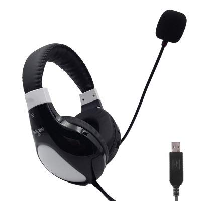 LBJN Mensch-Maschine-Dialog USB-Kopfhörer zur Geräuschreduzierung E-Sport-Computer-Headsets Schalldichte Ohrenschützer Kopfhörer mit Mikrofon aufnehmen-Black