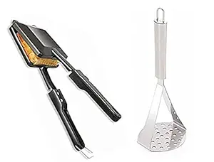 Giftswrap Non-Stick Aluminium Gas Toaster Sandwich Maker And Pav Bhaji masher.