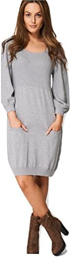 Love That Outfit Womens Grey Knitted Dress With Balloon Sleeve (Ladies) - Size 4