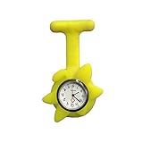 Easy Go Shopping Krankenschwester Uhr Brosche Silikon mit Pin Clip Glow In Dark Infektionskontrolle Design Gesundheitswesen Krankenschwester Arzt medizinische Brosche Uhr (Farbe : Gelb)