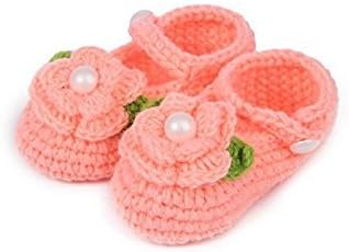 Nalmatoionme Cute Baby Newborn Crochet Knit Socks Sandals Toddler Shoes 1pair (Watermelon Red)