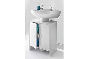 Fiz FIZPORIUM® Spaceways Fantastic Modern White Under Sink Bathroom Storage Cabinet Cupboard Vanity Unit Undersink W48 x H60 x D30cm (Approx.) - White