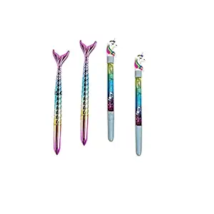 Titu Ki Baatein Unicorn Womens Girls kids includes 2 Unicorn Water sequence pen and 2 Mermaid pens |Birthday Return Gift and Other Multi-Purpose Uses Glitter pens and Mermaid pens Beautiful Designer