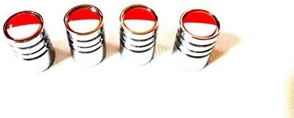 4x Schrader Valve Cap Valve Caps Chrome with Monaco Flag Principatu de Múnegu MC Logo Valve for all Vehicles Cars, Trucks, Bus Models Set of 4