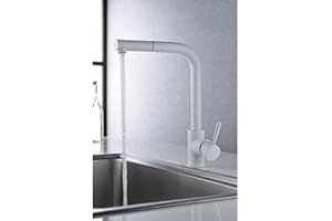 MICE COLLECTION IMEX Malta - Grifo de cocina monomando con Ducha Extraíble, Grifo para Fregadero, Grifo de Cocina Monomando Color Blanco Mate GCE006/BL