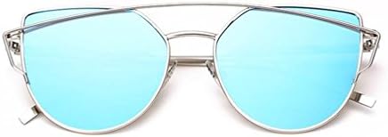 BOORI Women Sunglasses Polarized Classic Metal Frame Cat Eye Sun Glasses UV400 Polarized Resin lenses (Blue)