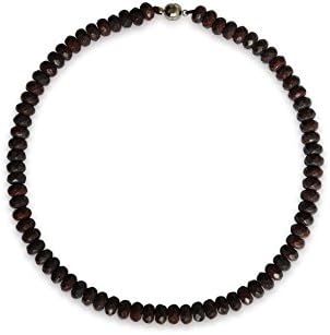 Jasper necklace, jasper brecciated, natural, rondelle, faceted, 6x8mm