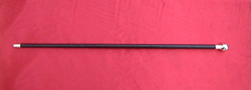 24-Black-Leather-Bound-Show-Cane-Silver-Coloured-Metal-Ball-End-and-Tip-Made-In-England-Fibreglass-Centre