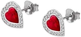 Lotus Silver Together earrings LP1704-4/3 heart shape ruby color zirconia