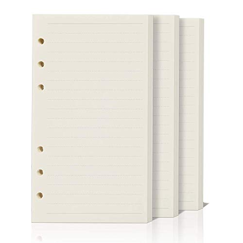 ZKSM 135 Feuilles A5 Recharge Papier Ligne horizontale 6 Trous Vierge Feuillets Mobiles pour agenda Filofax A5 Bullet Journals Diary Carnets de Voyage (8,26 x 5,59 pouces)