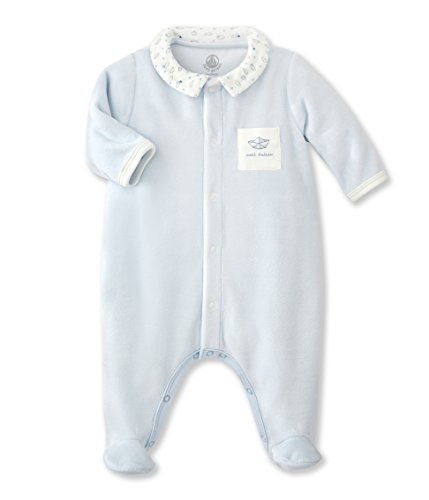 Petit Bateau Baby Boys SAVONNER Plain Round Collar Long Sleeve Onesie, Blue (fraicheur), 3 - 6 Months