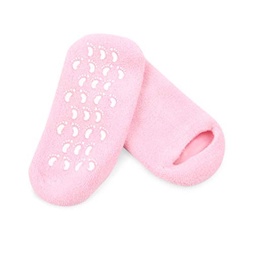 Preisvergleich Produktbild Erduo Feuchtigkeitsspendende Bleaching Peeling-Fußmaske Handschuhe Spa Gel Socken Handmaske Fußpflege Schönheit Baumwollsocken - Pink