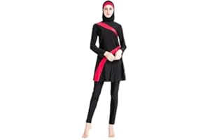 SUYUKU Muslimischer Badeanzug für Damen 3-teilige Muslimische Bademode Hijab Anzug Frauen islamischer Badeanzug Langarm Schwimmen Burkini Kostüm UV-Schutz Bademode Anzug S - 6XL