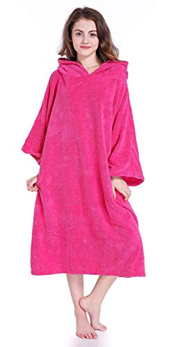 Winthome Changement Peignoir de Bain, Serviette de Poncho de Surf avec Capuche (Gris Bleu Rose Vert Noir Rouge)