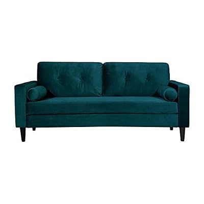 Générique Ibra Velvet canapé Droit Fixe 3 Places - Velours Bleu - Classique - l 181 x p 82,5 cm