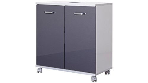 SCHILDMEYER Waschbeckenunterschrank Dallas, Breite 60 cm anthrazit, silberfarben