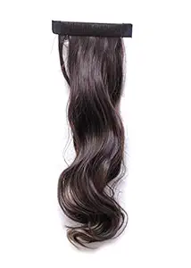 Navjai Hair Extension/Scale Wig Brown Colour with Golden Highlight Straight Hair Wrap Around Ponytail Holder / Hair Accessories For Women & Girls (17 inch )
