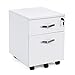 Produktbild Songmics Abschließbar Rollcontainer Büroschrank mit 2 Schubladen 5 Kunststoffrollen unten schreibtisch Büromöbel weiß 43,5 x 40 x 52,5 cm LCD25W