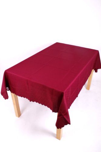 54 X 54 INCH SQUARE TABLECLOTH RAZOR SHELL PLAIN HEMMED EDGE 13 COLOURS, NON-IRON, STAIN PROOF AND WASHABLE (BURGUNDY 31402C90)