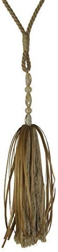 2 X ENIGMA BEIGE BEADED TASSELED CURTAIN DRAPE HOLDBACK TIEBACKS 27" - 69CM *BT*