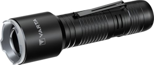 VARTA Torcia LED incl. 3x Pile AAA, Aluminium Light F30 Pro, lampada con tre modalità di illuminazione, luce con corpo in alluminio, impugnatura goffrata, antiurto