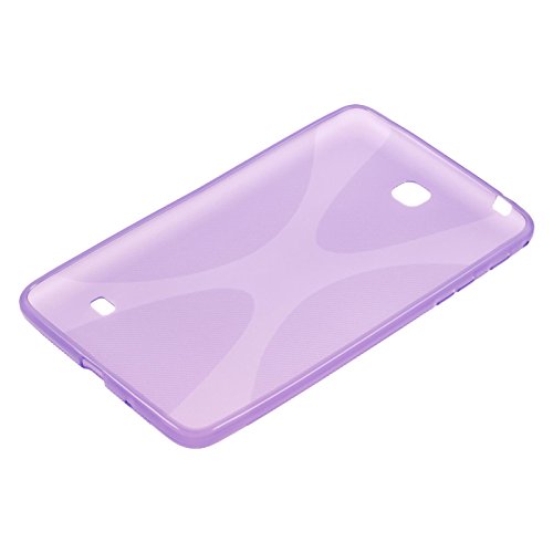 PhoneNatic Case für Samsung Galaxy Tab 4 7.0 Hülle Silikon lila X-Style Cover Galaxy Tab 4 7.0 Tasche + 2 Schutzfolien - 4