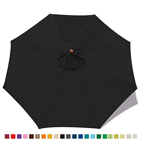 ABCCANOPY Parasol de Jardin de terrasse de Rechange pour Parasol de marché 2,7 m 8 Baleines (Housse Uniquement) Noir