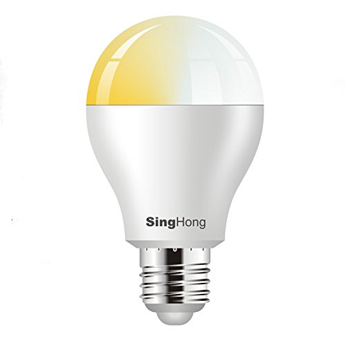 SingHong Wi-Fi Tunable bianco Lampadina, funziona con Amazon ALEXA e Google Home, accordabile, bianco (2000 K-6500 K), dimmerabile, E26, 700LM, W equivalente LED Lampadina, no Hub required, by White