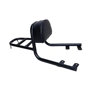 RP Bike Rear Luggage Carrier with Backrest Support Bar for Jawa Bike, Black