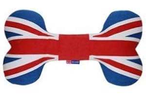 PET LONDON PetLondon British London Union Jack Bone 8', Canvas Plush Dog And Puppy Toy, Canvas Bone With Squeaker, Cute Fun Royal Queen Union Jack Dog Interactive Toy