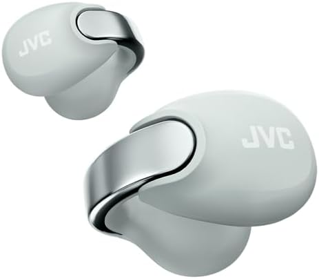 JVC Nearphones HA-NP1T-H, Cuffie in stile Earcuff con archetto lucido, vestibilità comoda, connessione multipoint, Bluetooth 5.3, autonomia di 24 ore, compatibili con app - Grigio Ghiaccio