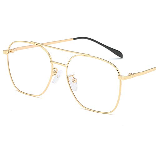 Preisvergleich Produktbild brillengestell Brillenfassungen Brillen Fashion Metal Double Beam Unisex, Goldrahmen
