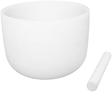 White Frosted Crystal Singing Bowl Note D Sacral Chakra 20CM Best and Highest Quality Sound &amp; Material Suede Mallet Included