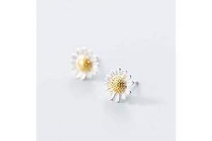 Ny Trendig 925 Sterling Silver Gul Daisy Blomma Stud Örhängen För Kvinnor Fina Silver Smycken Tjejer Födelsedaggåva