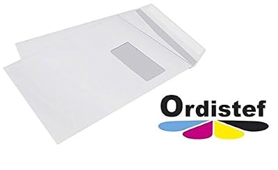 ORDISTEF Enveloppes Blanches A4 C4 90g 229x324 avec fenêtre 100x50 avec bande détachable - Boîte de 250