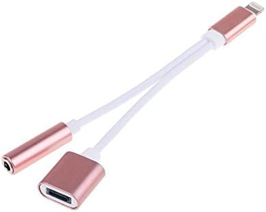 Antifire 2 in1 Lightning to 3.5mm Headphone Audio Adapter Charge Cable for Apple iPhone 7/7plus（Rose Gold）