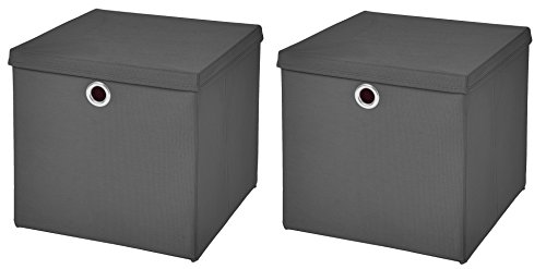 2 Stück Faltbox Dunkelgrau 28 x 28 x 28 cm Aufbewahrungsbox faltbar mit Deckel