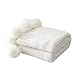 Produktbild AliceHome, modische Überwurfdecke, gestrickt, mit großen, niedlichen Bommeln, fürs Fernsehen oder zum Schlafen auf Stuhl, Sofa und Bett, weiß, 100cm*150cm