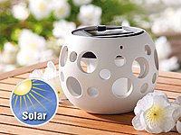 Lunartec Solar-LED-Leuchte „Kugel“ aus edlem Ton, weiß - 4